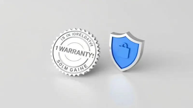 Ícone de certificado de garantia e selo de segurança de eletrodomésticos em 3D.
