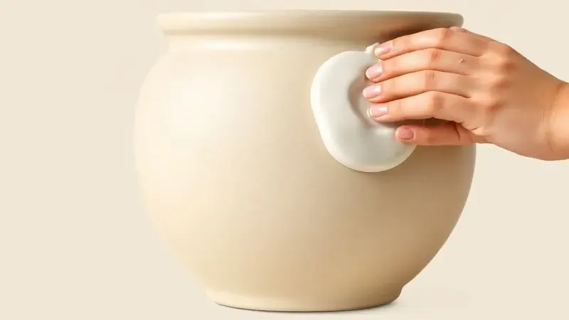 Representação artística do processo de cura de uma panela de pedra sabão com óleo vegetal para manutenção.