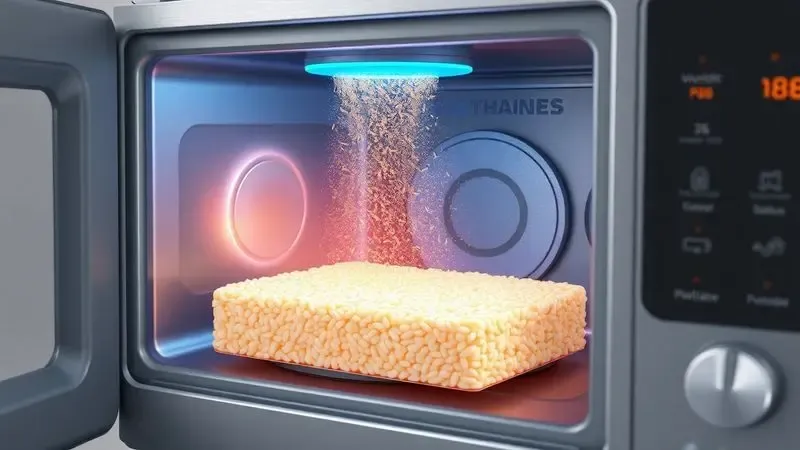 Ilustração em 3D mostrando o funcionamento de um sensor térmico interno em uma panela elétrica.