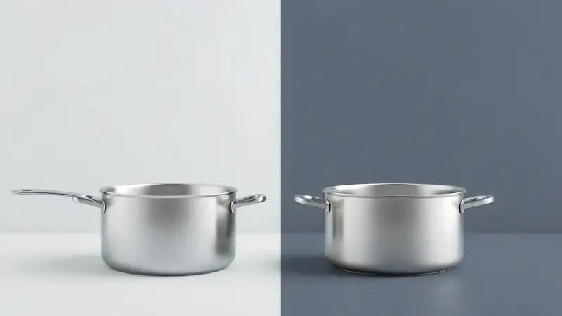 Ilustração conceitual comparando dois estilos de panelas minimalistas lado a lado para análise técnica.