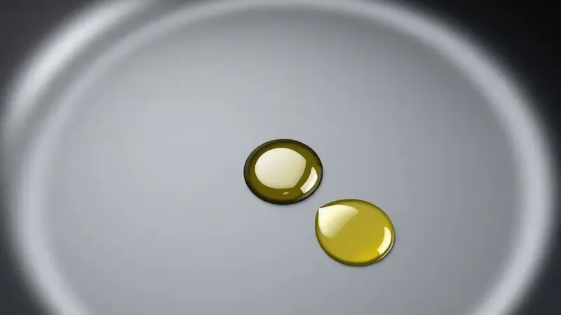Cena conceitual 3D de uma superfície de panela antiaderente impecável representando manutenção preventiva.