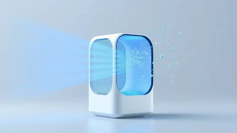 Representação visual conceitual da tecnologia de filtro HEPA para purificação de ar em aparelhos de limpeza.