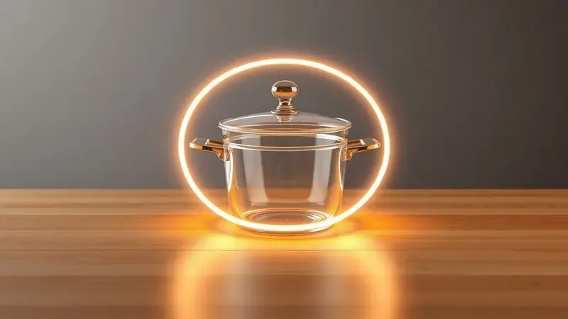 Cena conceitual ilustrando o manuseio seguro e a durabilidade de utensílios de vidro sobre uma superfície estável.