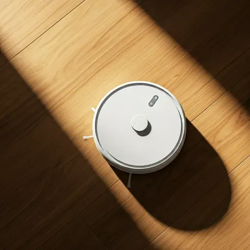 Robô aspirador premium em design minimalista