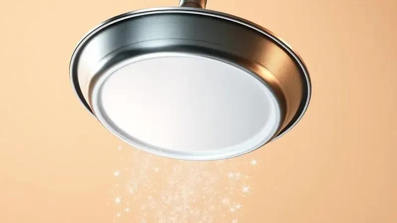 Panela virada para baixo exibindo o fundo externo completamente limpo e brilhante.