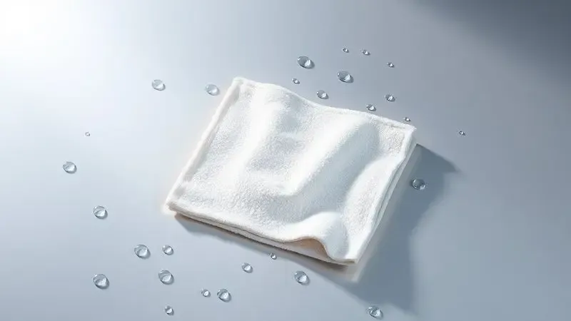 Representação artística de limpeza com gotas de água e brilho sobre uma superfície metálica polida.