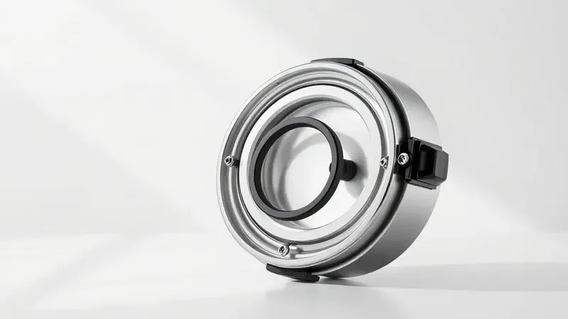 Renderização 3D mostrando a manutenção de uma panela de pressão, com foco na borracha de vedação e válvula limpas.