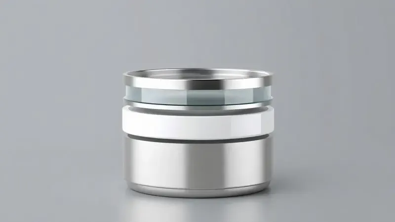 Representação artística das camadas de materiais seguros como cerâmica e aço inoxidável em uma panela de alta qualidade.