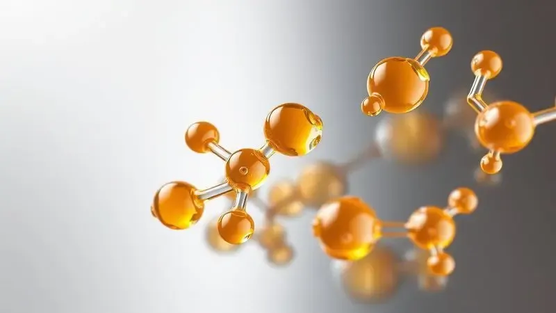 Ilustração 3D conceitual mostrando a aderência molecular do caramelo quente em uma superfície metálica de panela.