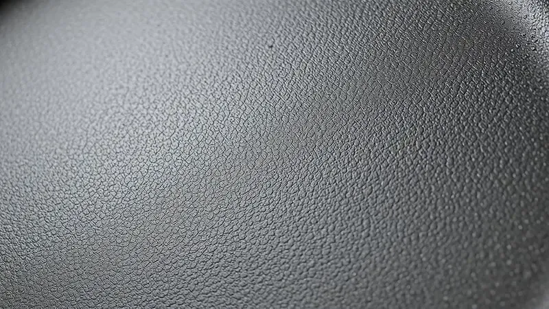 Close-up conceitual da superfície de uma panela de ferro com brilho de óleo ilustrando o processo de cura.