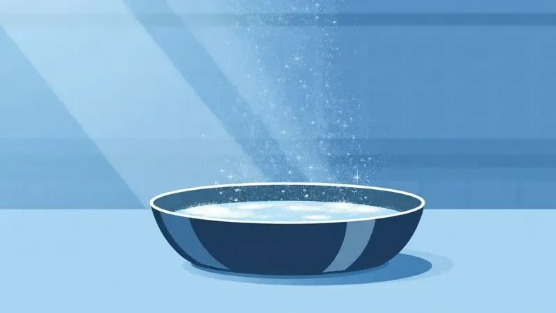 Ilustração simbólica de restauração e brilho em uma superfície de panela limpa e renovada.