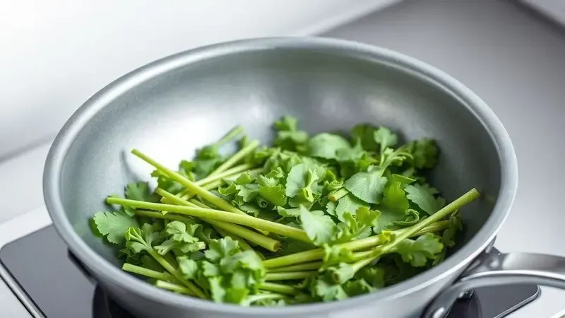 Representação artística de vegetais frescos em uma panela antiaderente, simbolizando segurança alimentar e saúde.