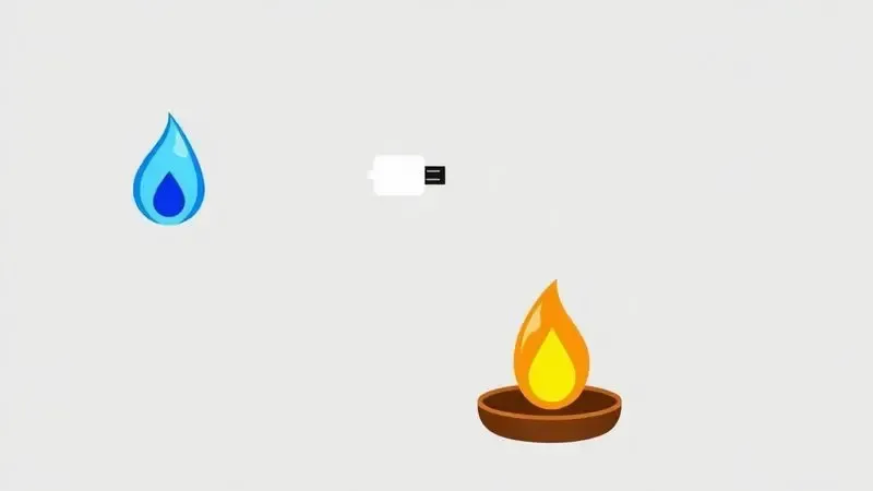 Representação artística das três fontes de calor para fondue: chama de espiriteira, cabo elétrico e luz de vela.